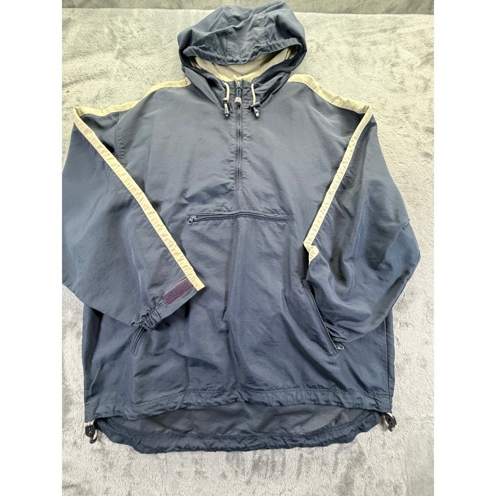 Vintage Gap Men's Navy Blue Anorak Windbreaker Half Zip Hoodie Jacket XL 498047